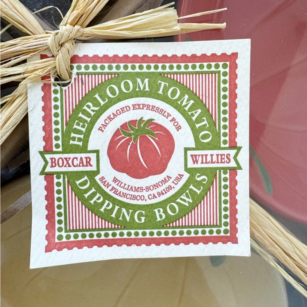 Williams Sonoma Boxcar Willie Heirloom Tomato Dipping Plates - NEW